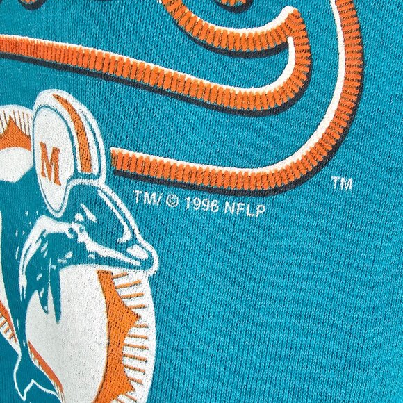 VTG Miami Dolphins Pro Player Sweatshirt XL Teal Crewneck 1996 NFL Football - Picture 6 of 9